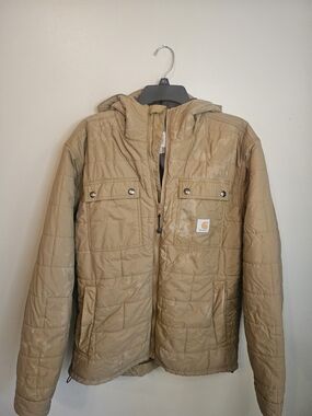 Carhartt Men's Hooded Quilted Jacket in Tan